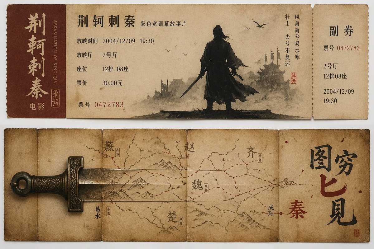 图穷匕见古风电影票根设计