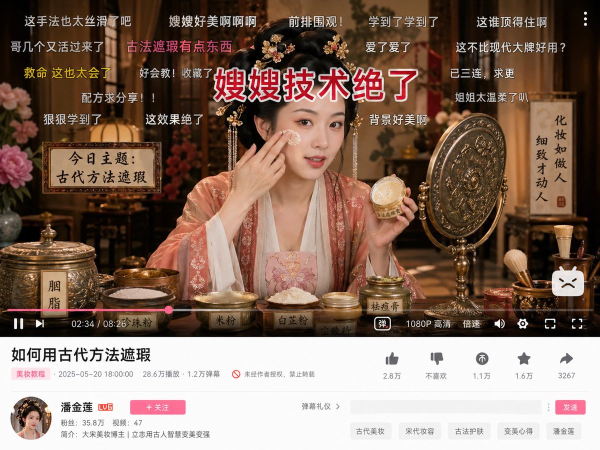 绝美潘金莲弹幕刷屏美妆课