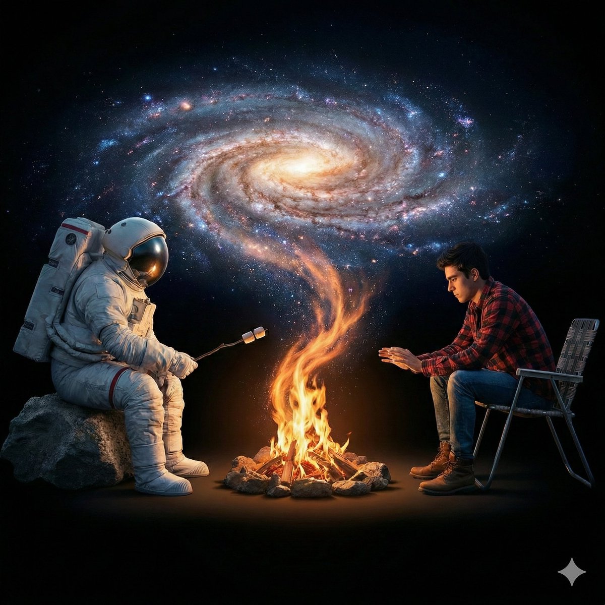 篝火化作星河,宇航员与青年的宇宙奇遇