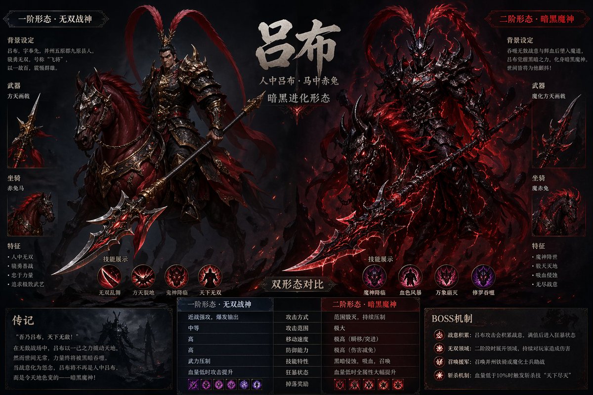 暗黑吕布双形态Boss设定
