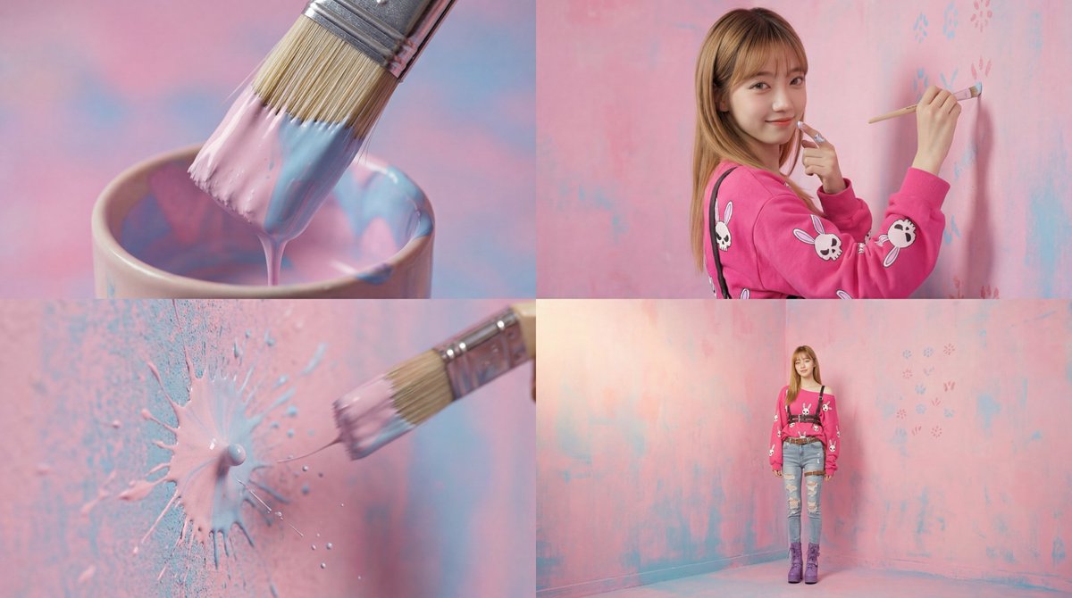治愈系少女粉刷墙面的电影短片