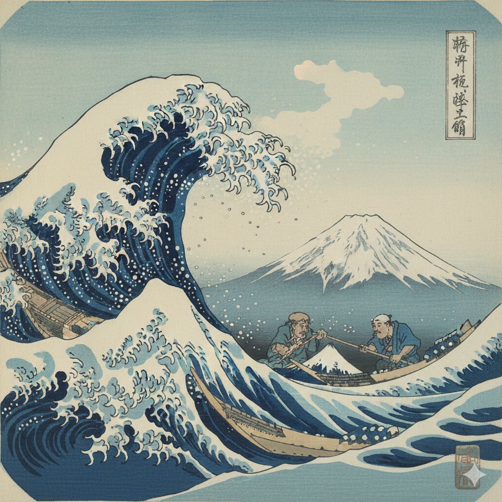 致敬北斋的浮世绘木版画