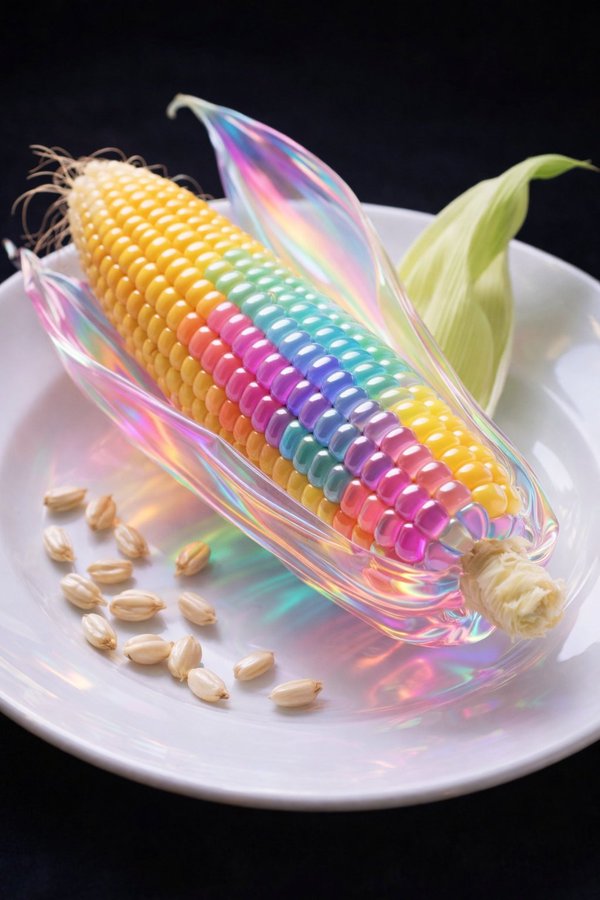 虹彩玻璃玉米静物
