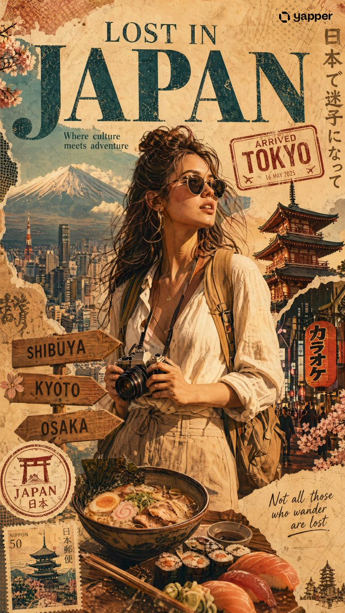 迷失在日本的高级旅行海报