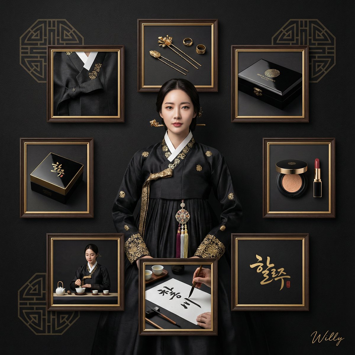 黑金奢华韩服品牌视觉形象设计