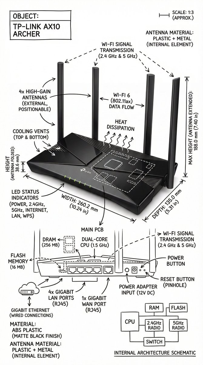 极简黑白工程风格物体结构解剖图