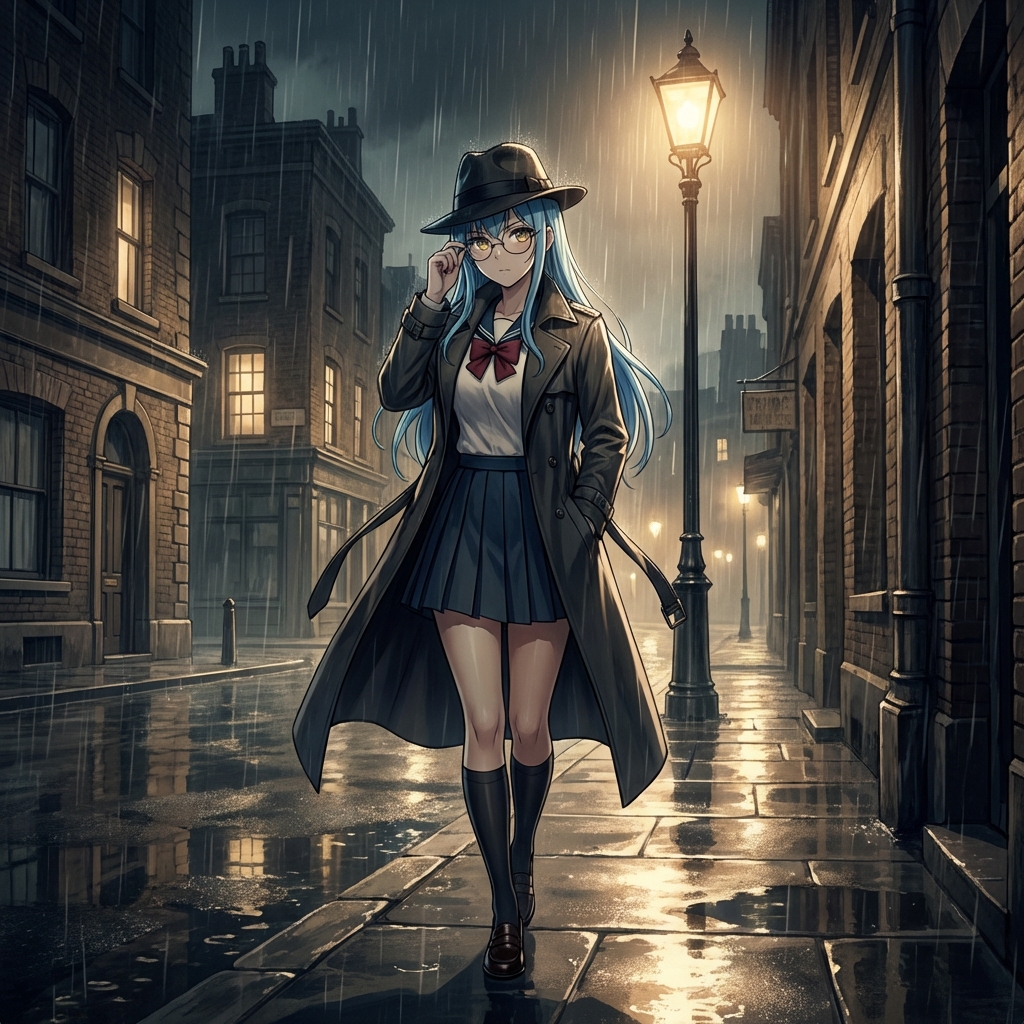 霓虹雨夜中无法掩盖的真相与侦探之眼