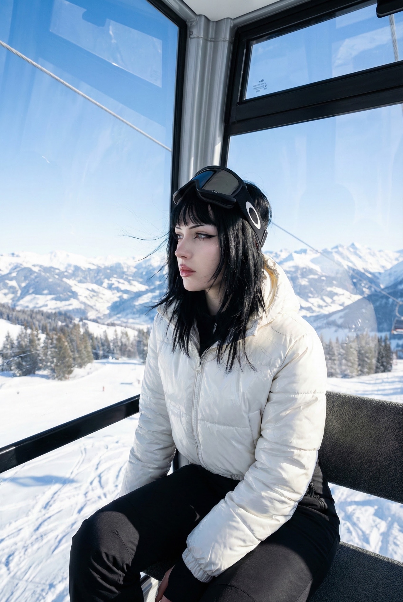缆车与雪山少女