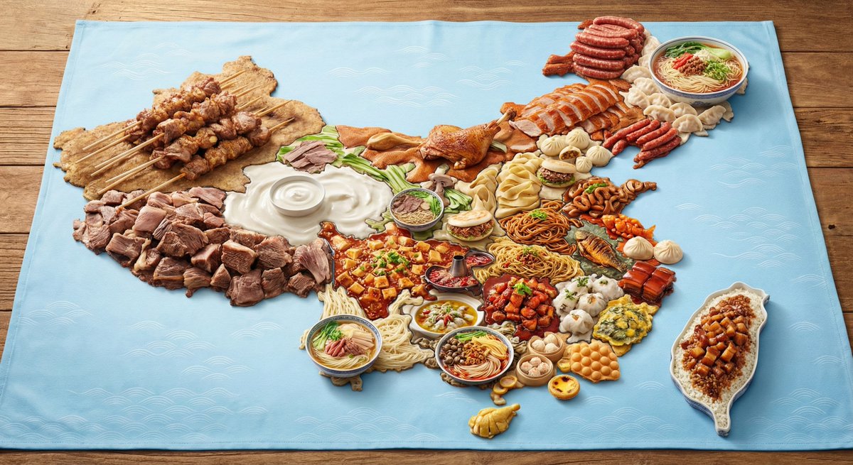 制作一张由省市美食组成的中国地图