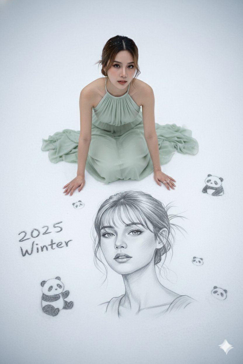 女生铅笔素描画