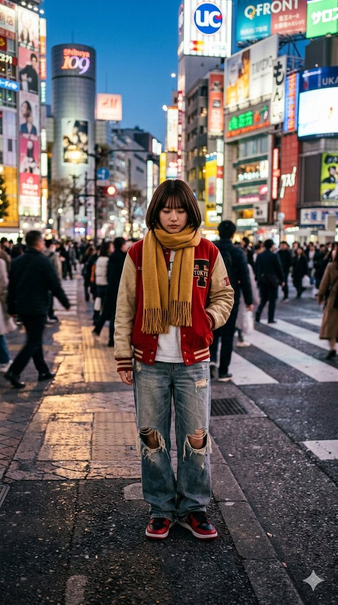 涩谷蓝调时刻的忧郁少女
