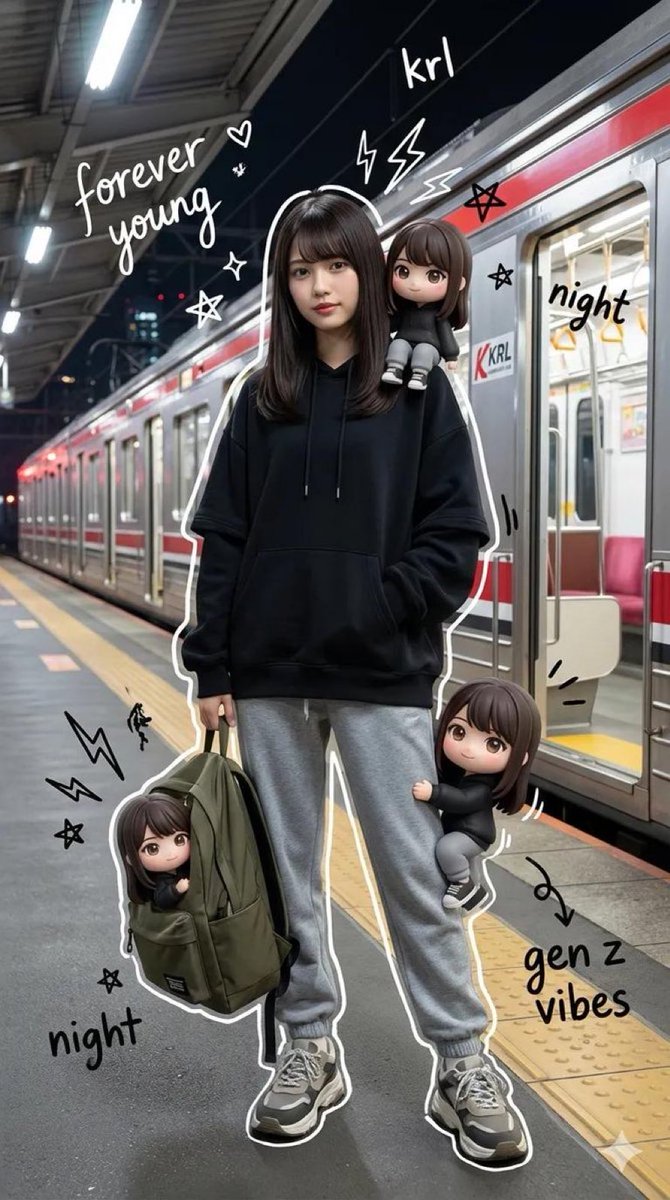 繁星涂鸦与Q版少女的列车之夜